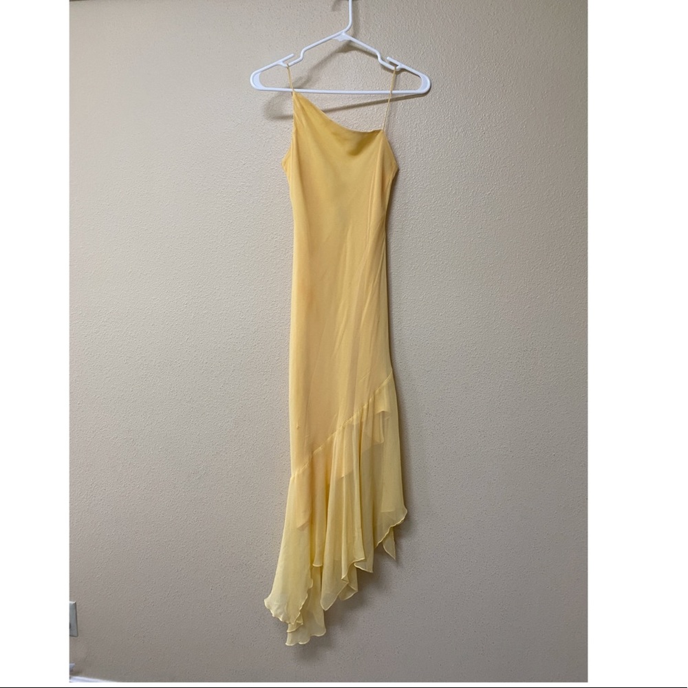 Laundry By Shelli Segal Yellow Asymmetrical Slip Dress